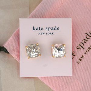 Kate Spade Small Square Stud Earrings in Gold/Clear (Brand New + Dust Bag)